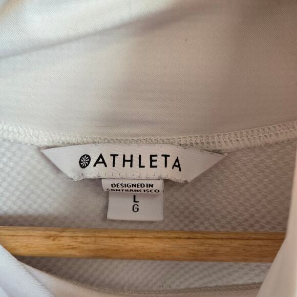 Athleta Whistler Mock Neck Top Bright White Long Sleeve Large Athleisure Shirt - Picture 4 of 6